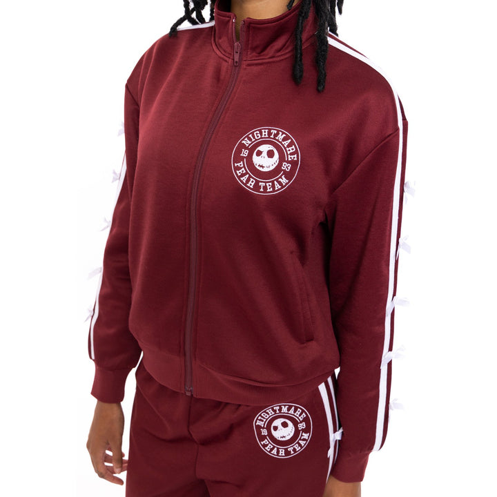 Nightmare Before Christmas Jack Skellington Athletic Zip-Up Track Jacket Wine