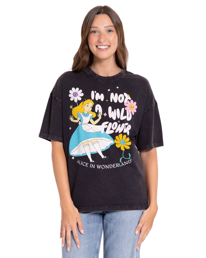 Disney Alice in Wonderland Short Sleeve T-Shirt Jet Black Wash