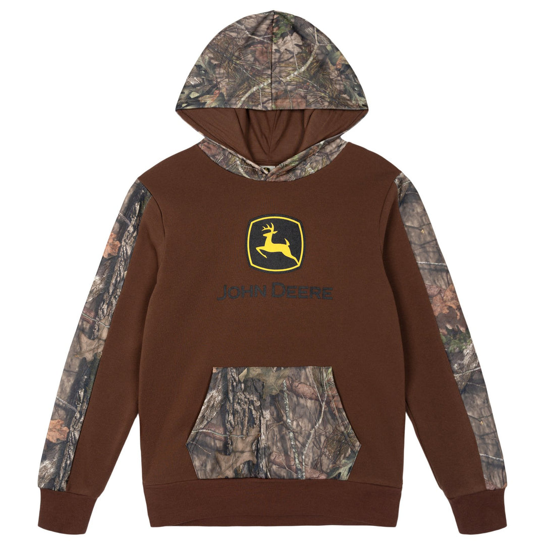 John Deere Boys' Fleece Hooded Sweatshirt Pinecone Brown Camo