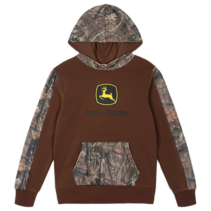 John Deere Boys' Fleece Hooded Sweatshirt Pinecone Brown Camo