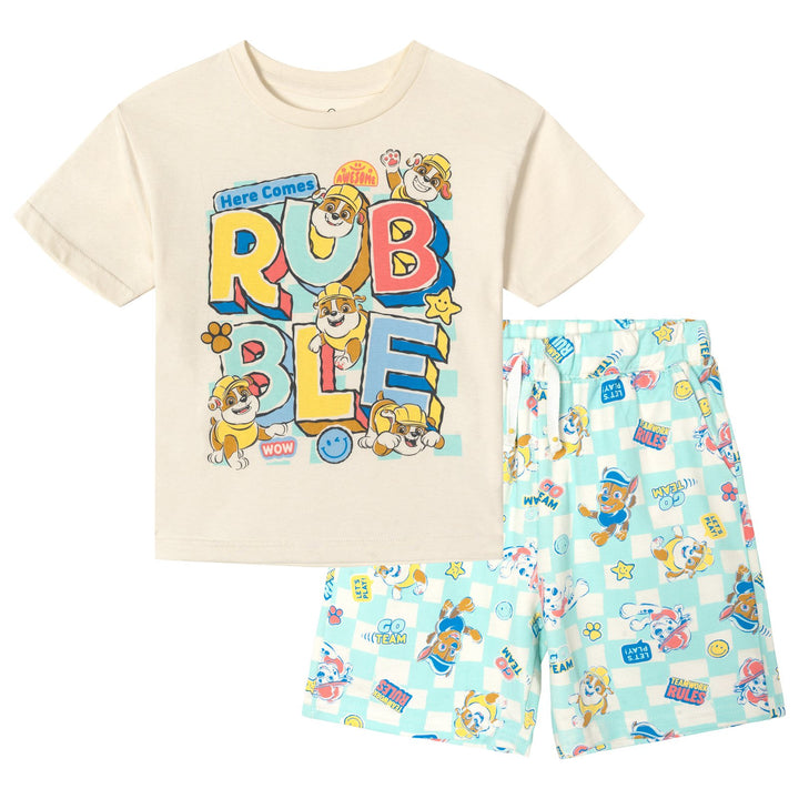 Nickelodeon Paw Patrol Boys' 2-Piece T-Shirt and Shorts Set Rubble Aqua