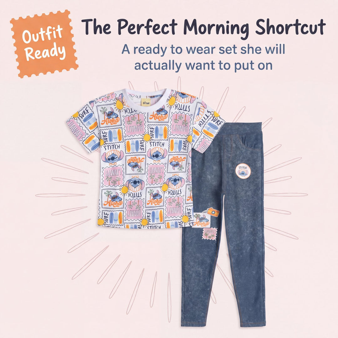 Lilo & Stitch Girls' T-Shirt and Jeggings Set Tusk Blue