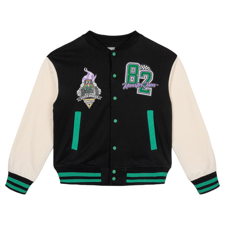 Monster Jam Grave Digger Boys' Fleece Varsity Jacket and Pants Set Black