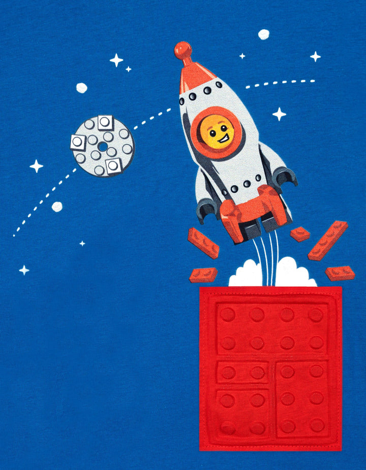 LEGO Boys' Short Sleeve T-Shirt Blue Embossed Space
