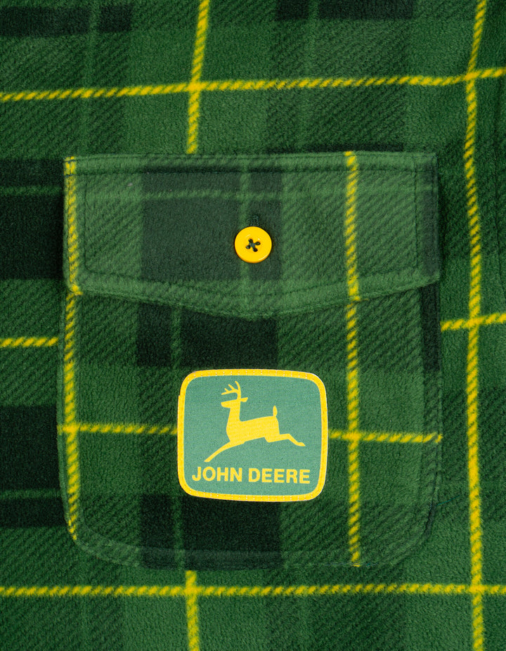 John Deere Matching Family Fleece Lined Shacket Green Black Plaid