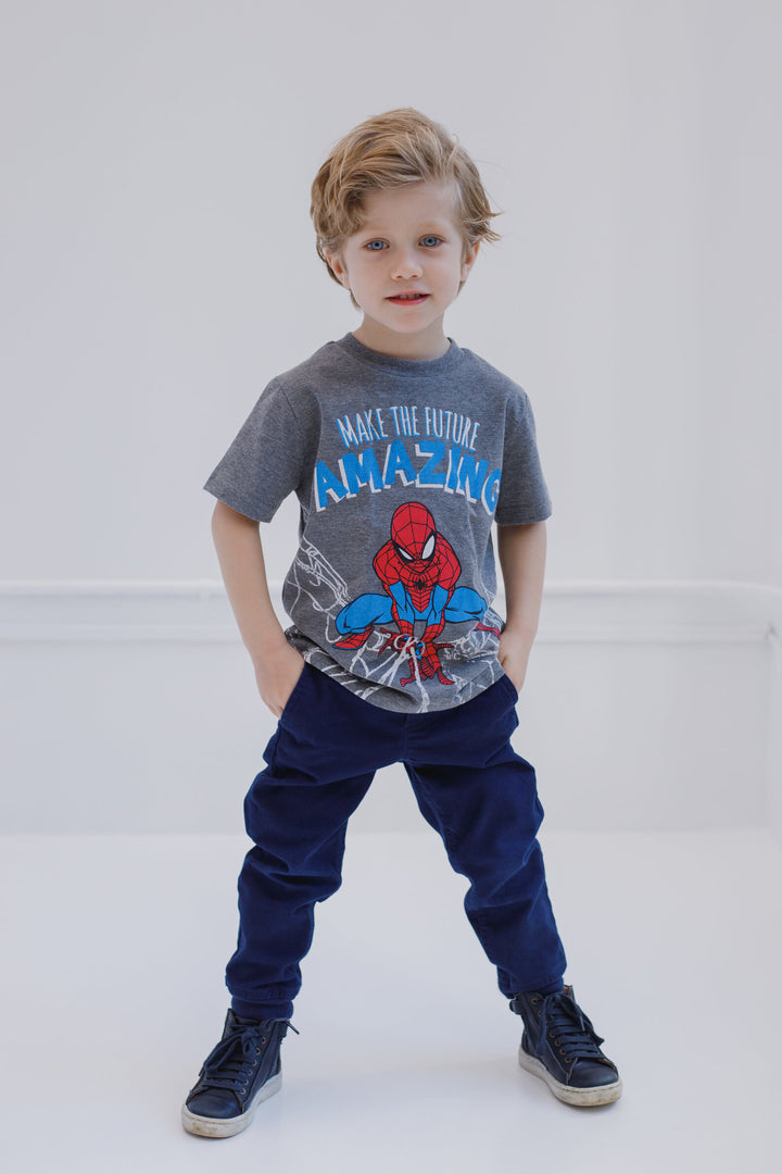 Marvel Spider-Man Boys' 2-Pack T-Shirts Grey Red