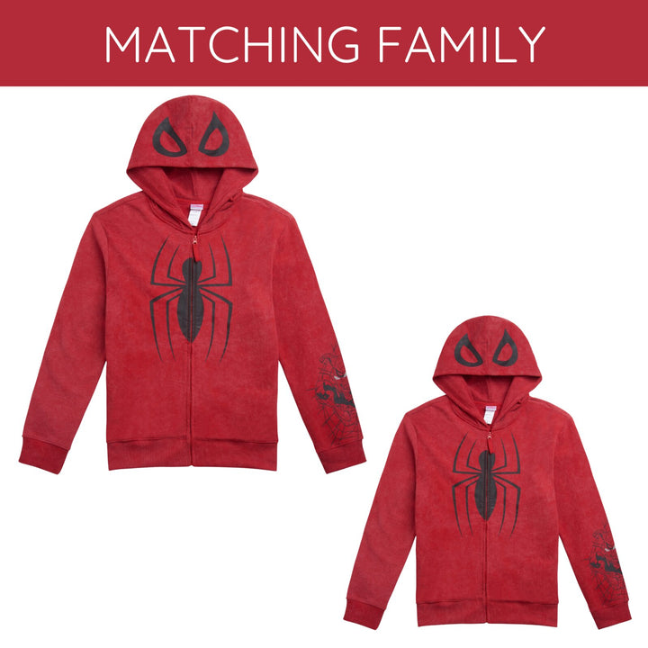 Marvel Spider-Man Cosplay Fleece Zip-Up Hoodie Spiderman Acid Red