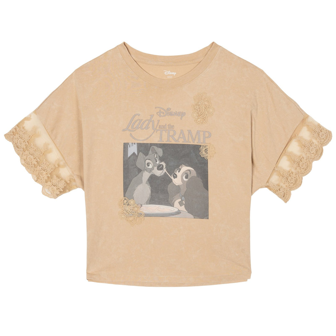 Disney Lady and the Tramp Women's Short Sleeve T-Shirt Beige