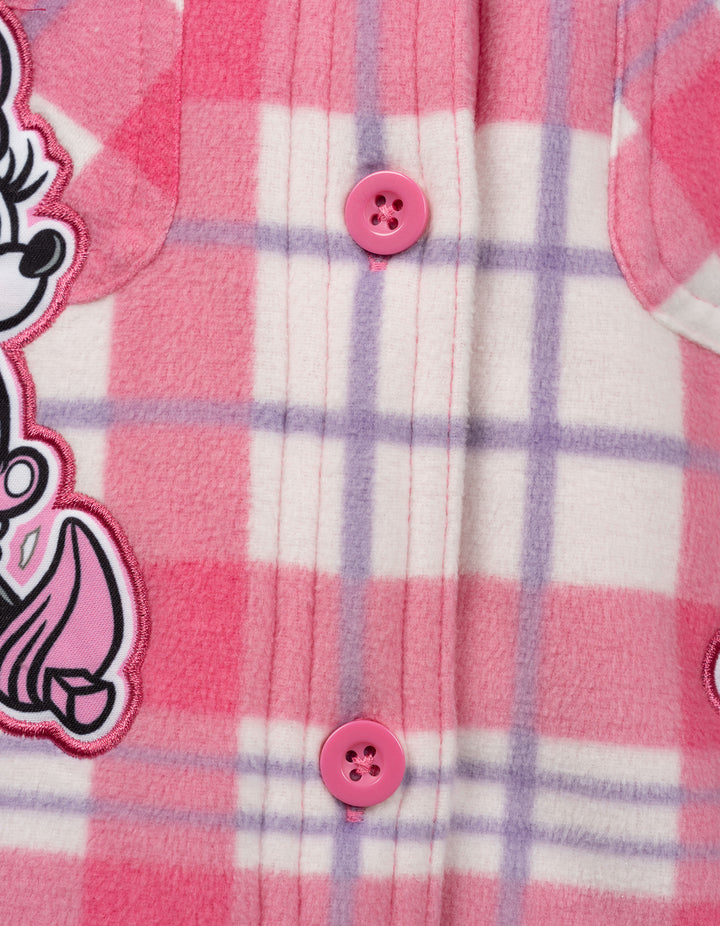 Minnie Mouse Toddler Girls' Fleece Shacket Pink Plaid