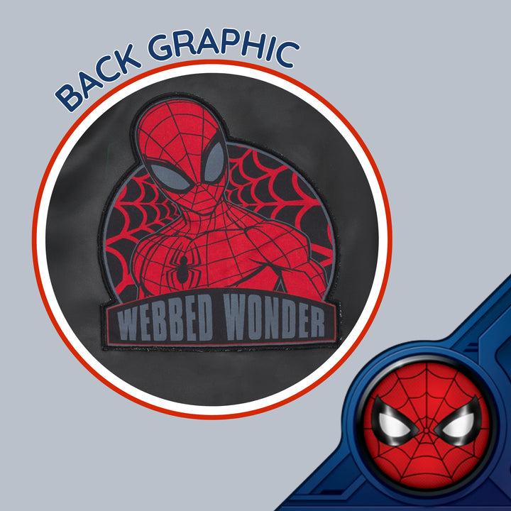 Marvel Spider-Man Boys' Zip-Up Leather Jacket Black Red