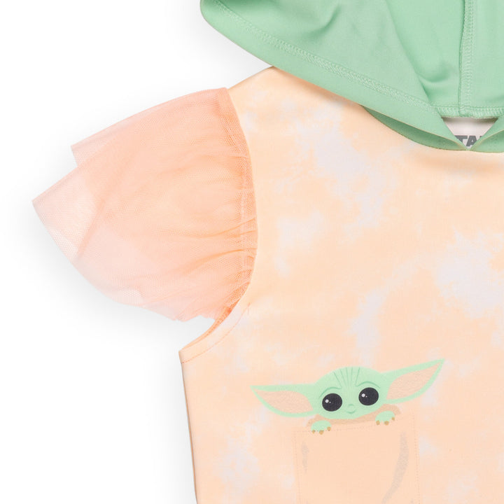 Star Wars The Mandalorian Grogu Girls' Cosplay Hooded Tutu Dress Peach