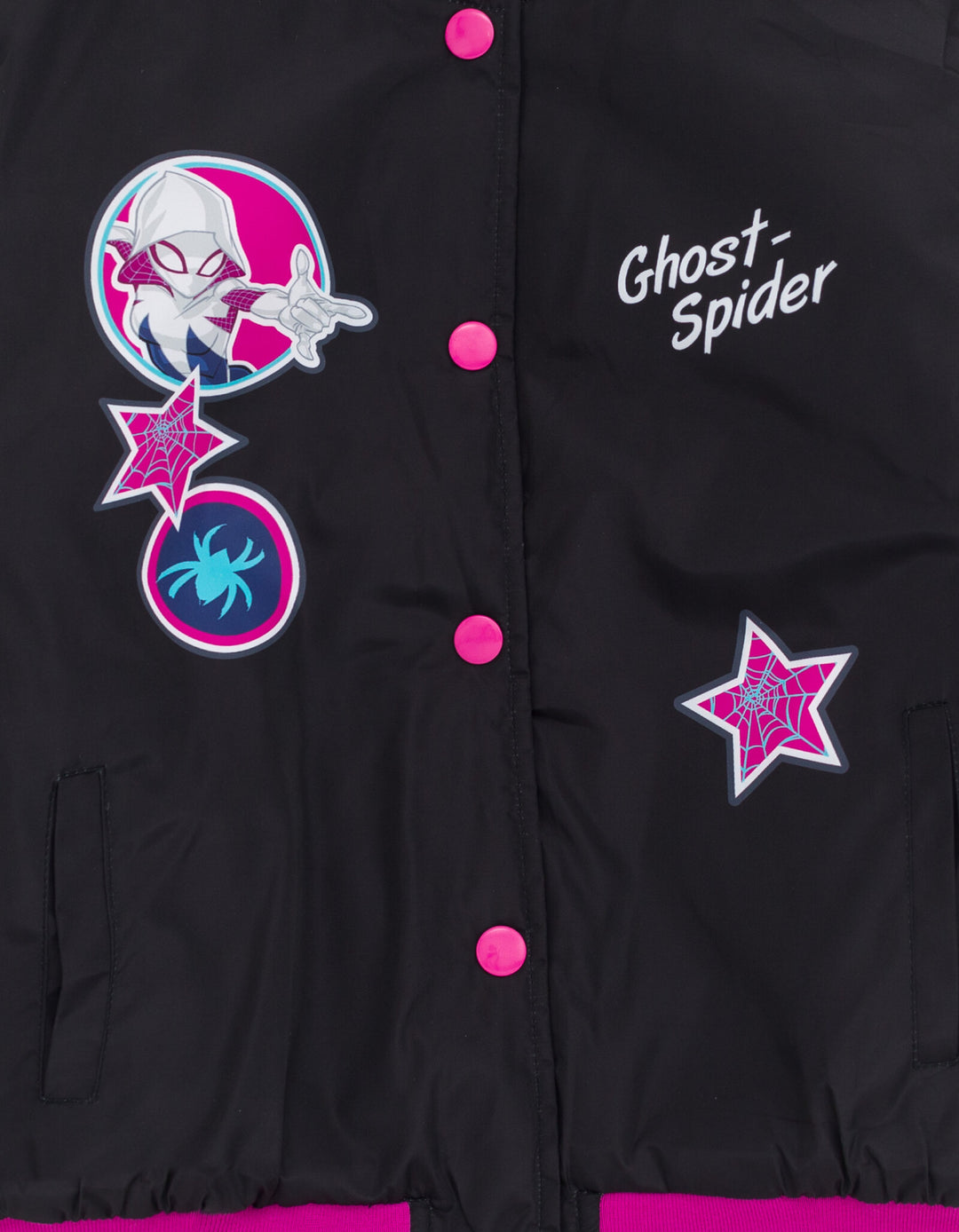Marvel Spider-Verse Spider-Gwen Girls' Cosplay Bomber Jacket Black Ghost