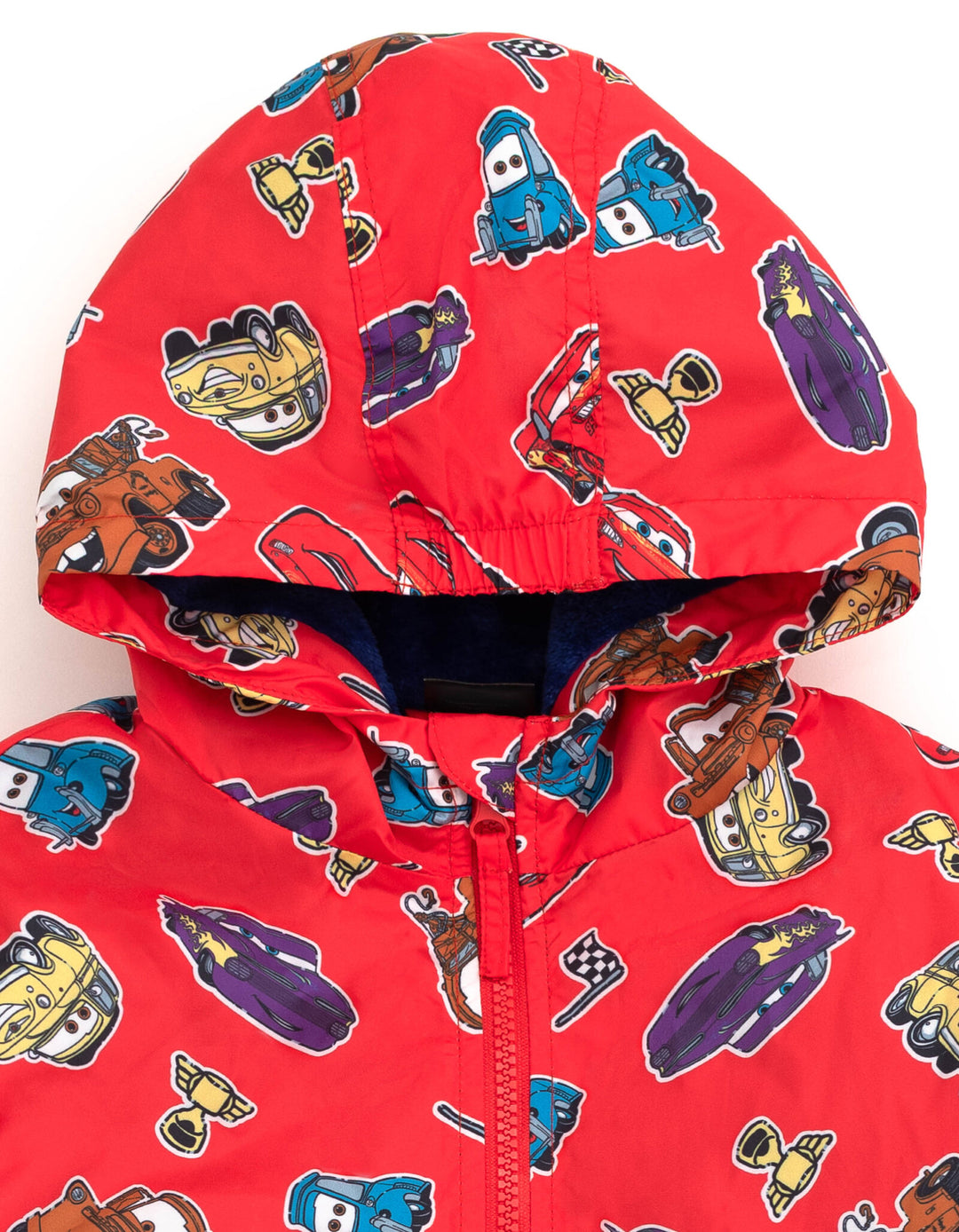 Cars Boys' Fleece Hooded Rain Jacket Lightning McQueen Red