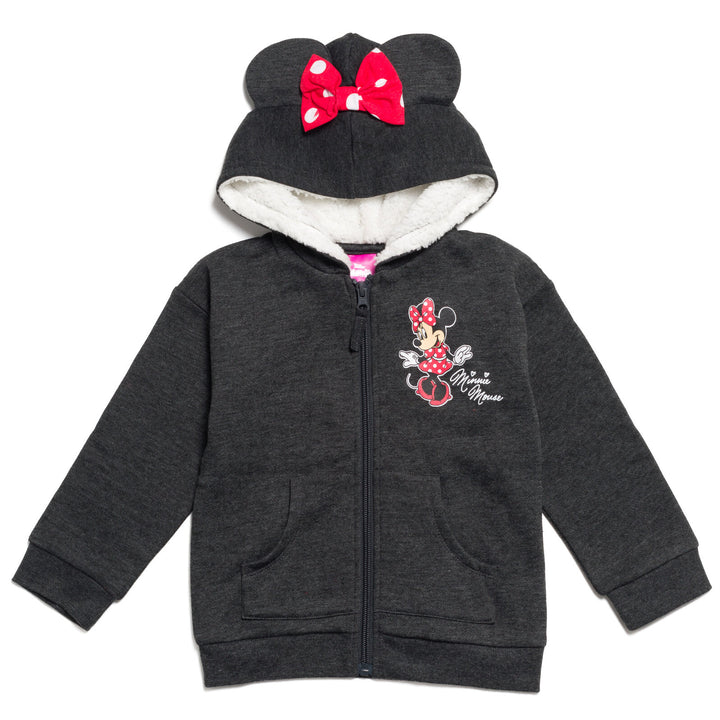Minnie Mouse Girls' Cosplay Zip-Up Hoodie Charcoal Gray