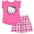 Hello Kitty Girls' 2-Piece Tee and Plaid Skirt Set Pink