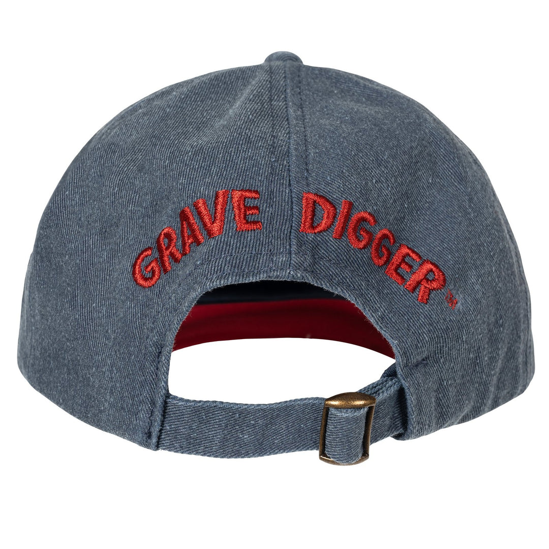 Monster Jam Grave Digger Men's Adjustable Strapback Baseball Cap Red Navy