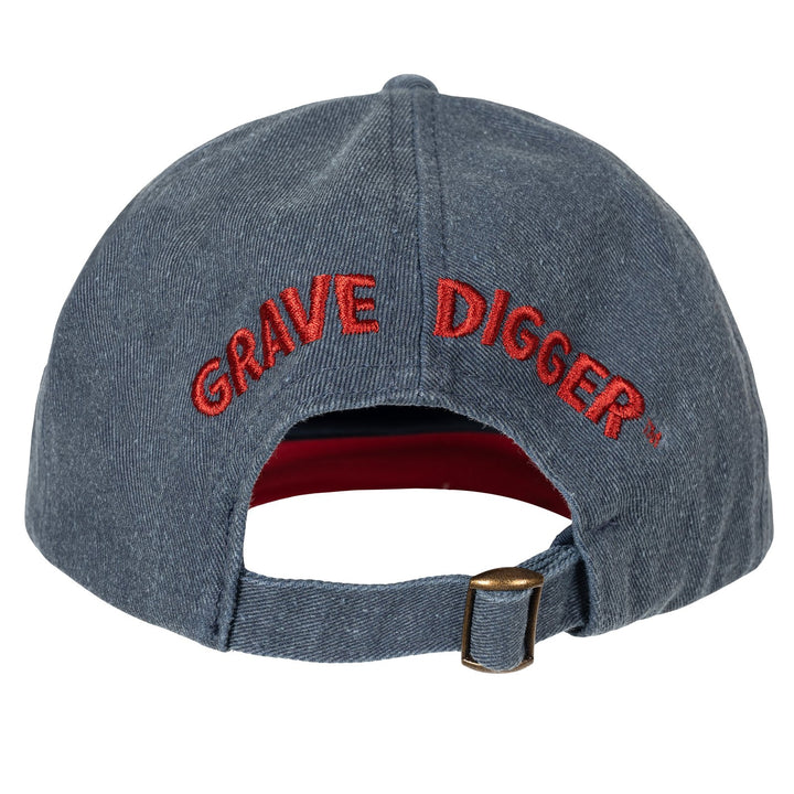 Monster Jam Grave Digger Men's Adjustable Strapback Baseball Cap Red Navy