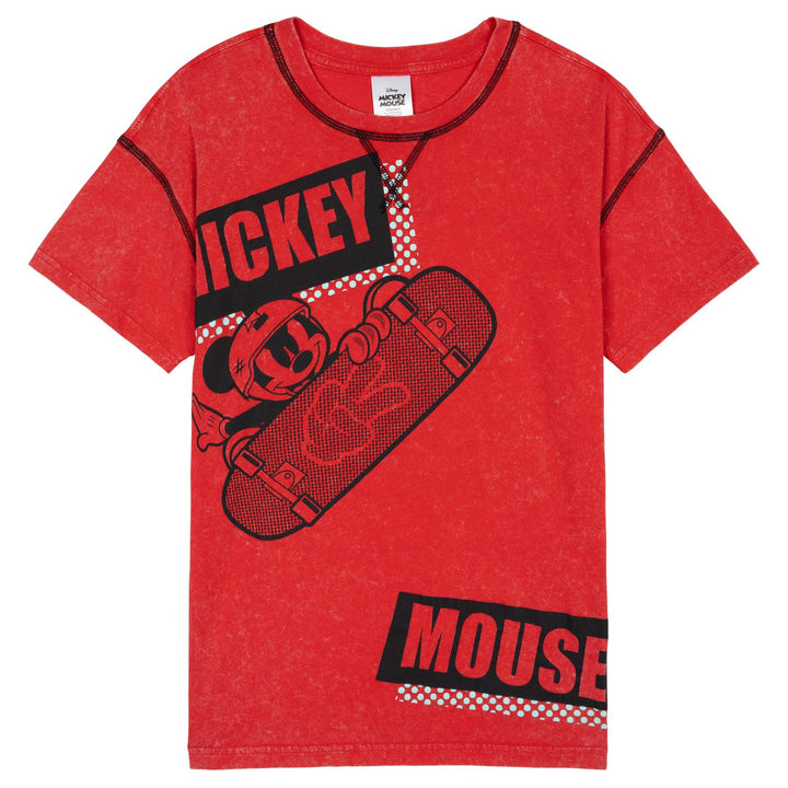 Disney Mickey Mouse Boys' Short Sleeve T-Shirt Red Skateboard