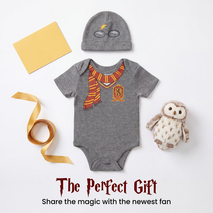 Harry Potter Baby 2-Piece Cosplay Bodysuit and Hat Set Grey