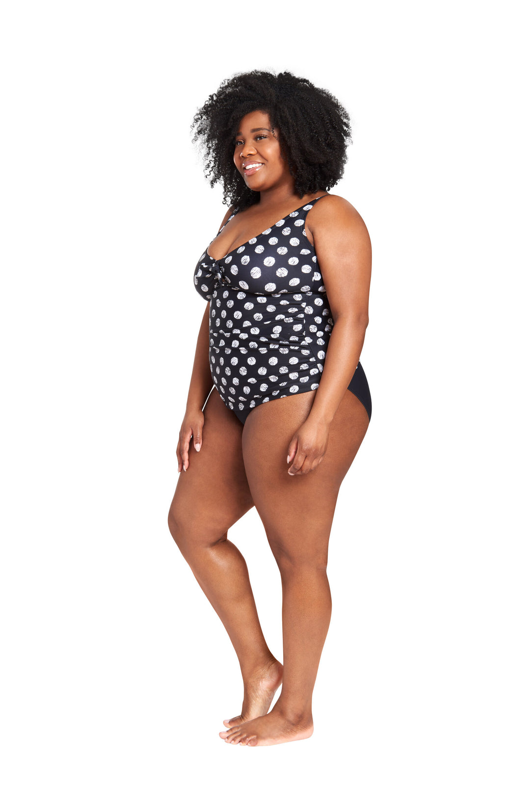 LYSA Women's Swimwear Sleeveless Tankini Top Black Scribble Dot
