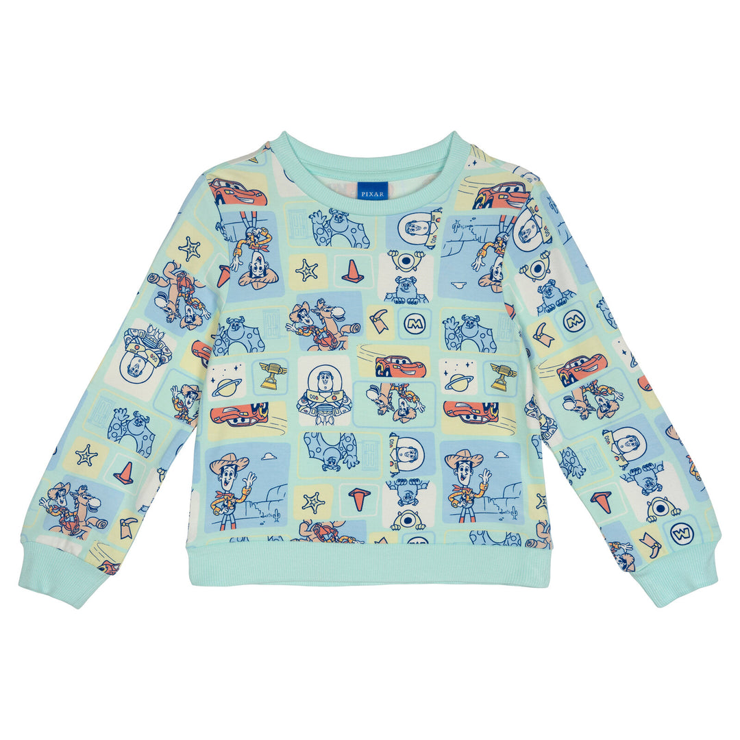 Disney Pixar Girls' 2-Piece Sweatshirt and Joggers Set Pastel Blue