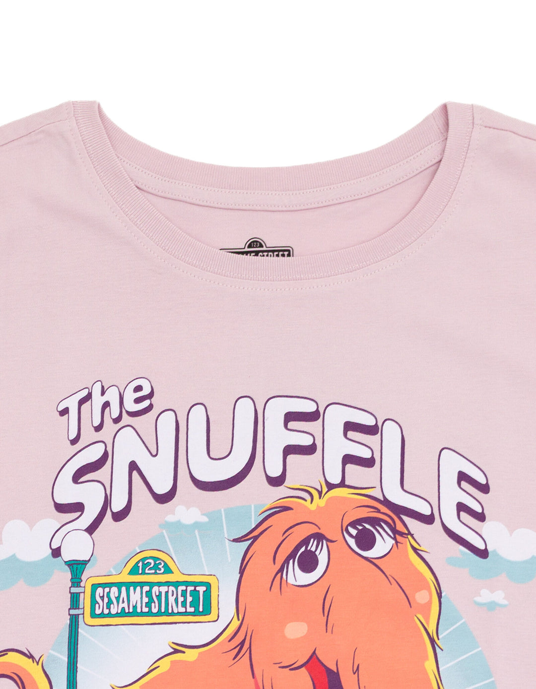 Sesame Street Mr. Snuffleupagus Men's Crewneck Short Sleeve T-Shirt Lilac
