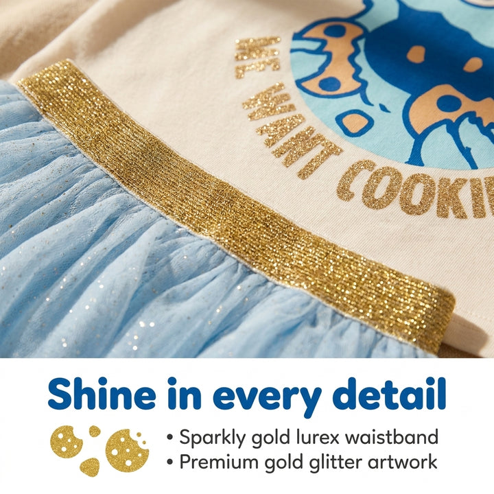 Sesame Street Cookie Monster Girls' T-Shirt and Tutu Skirt Set Blue