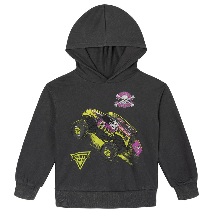 Monster Jam Boys' Fleece 2-Piece Hoodie and Pants Set Black Grave Digger