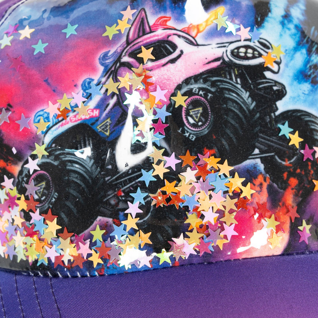 Monster Jam Girls' Cosplay Strapback Baseball Cap Sparkle Smash Purple