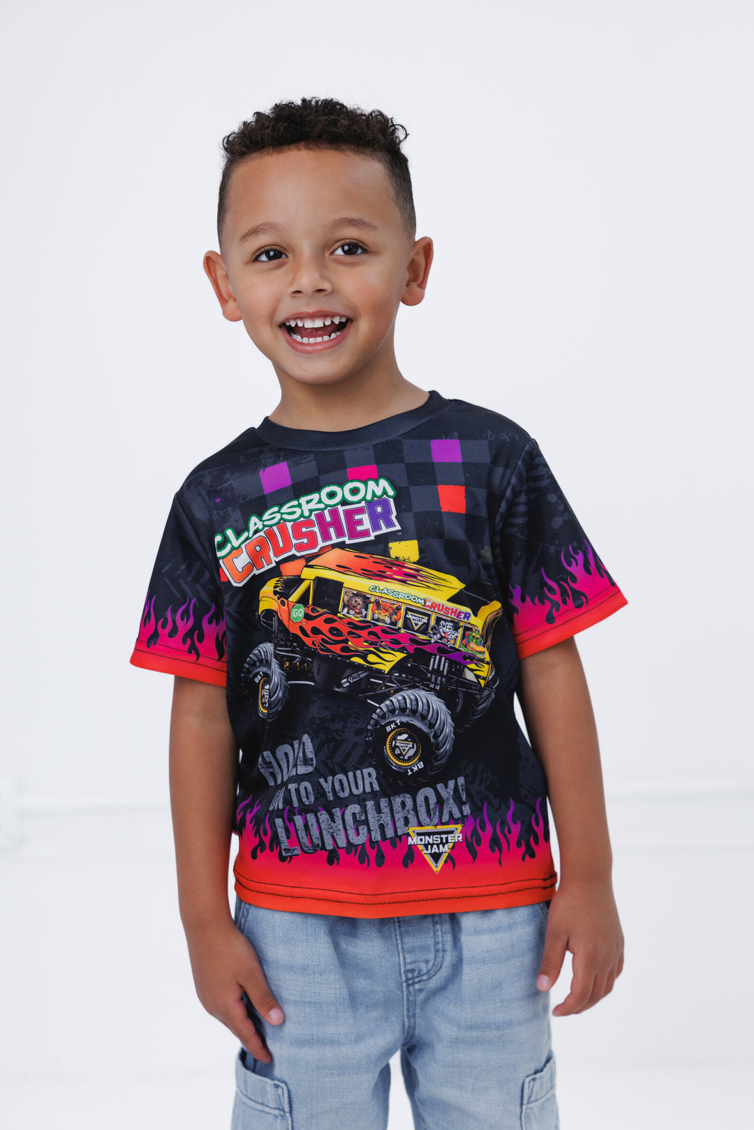 Monster Jam Classroom Crusher Boys' Athletic Short Sleeve T-Shirt Grey
