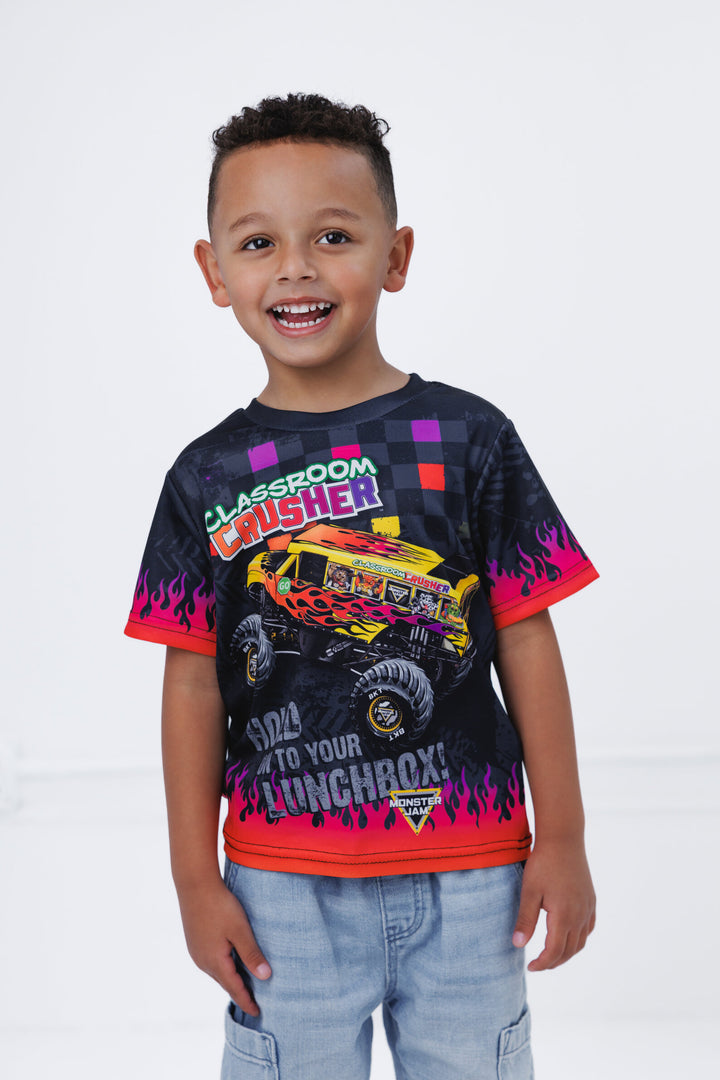 Monster Jam Classroom Crusher Boys' Athletic Short Sleeve T-Shirt Grey
