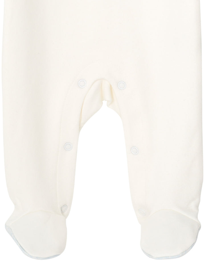 Cozeeme Baby Boy or Girl Footed Sleep N Play Cream Heather Blue