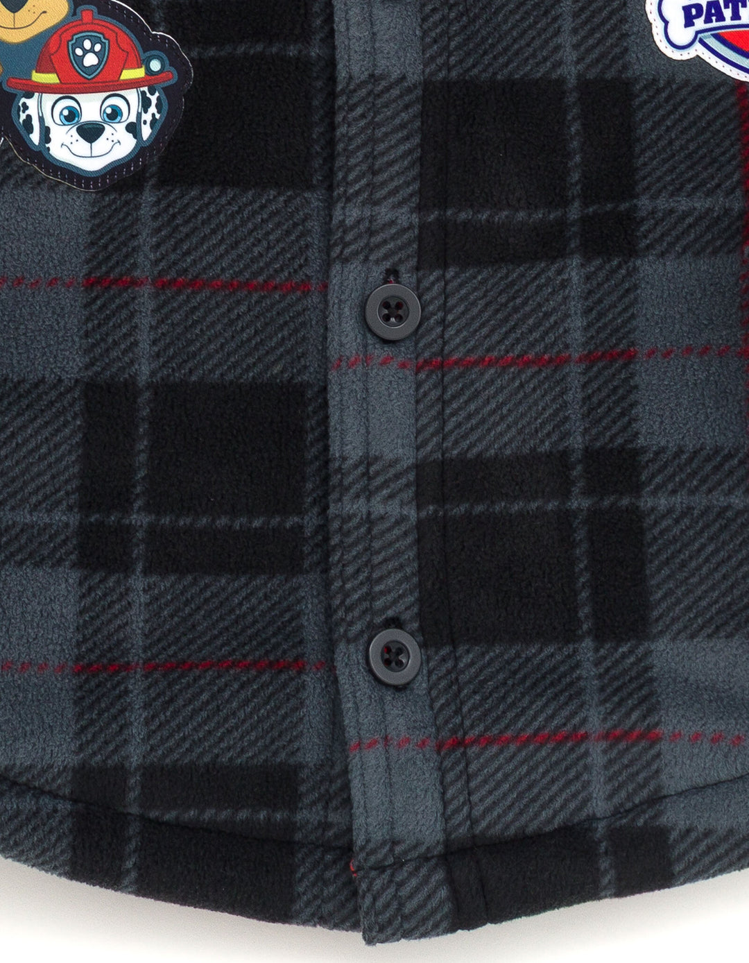Paw Patrol Toddler Boys' Faux Shearling Shacket Chase Marshall Plaid