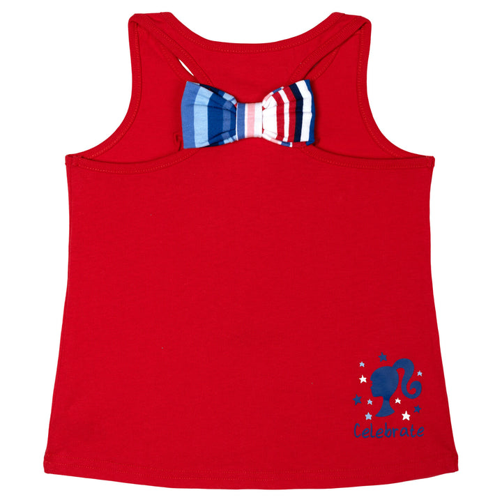 Barbie Girls' 2-Piece Sleeveless Tank Top and Shorts Set Red Navy Stripe