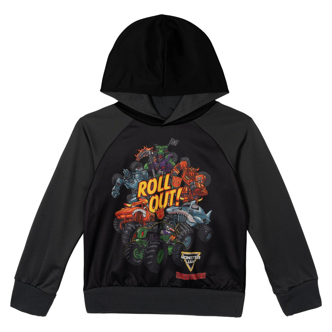 Monster Jam Boys' Fleece Pullover Hoodie Black Dark Grey