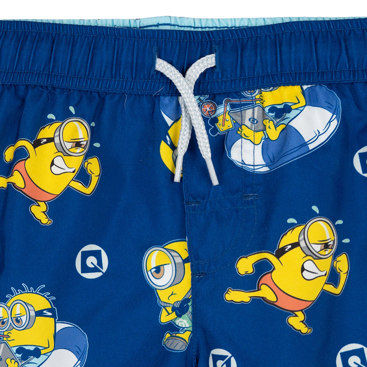 Minions Boys' Swimwear 2-Piece Rash Guard and Swim Trunks Set Navy Light Blue