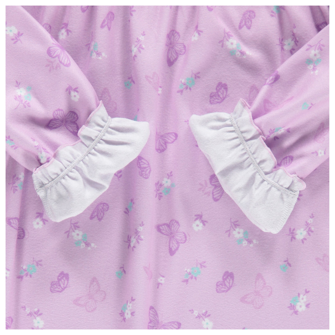 Dreamwave Girls' Long Sleeve Pajama Nightgown Lavender Butterfly