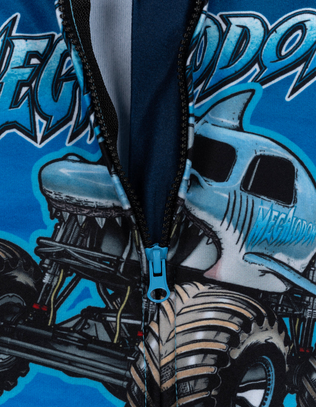 Monster Jam Megalodon Boys' Fleece Hooded One Piece Blue