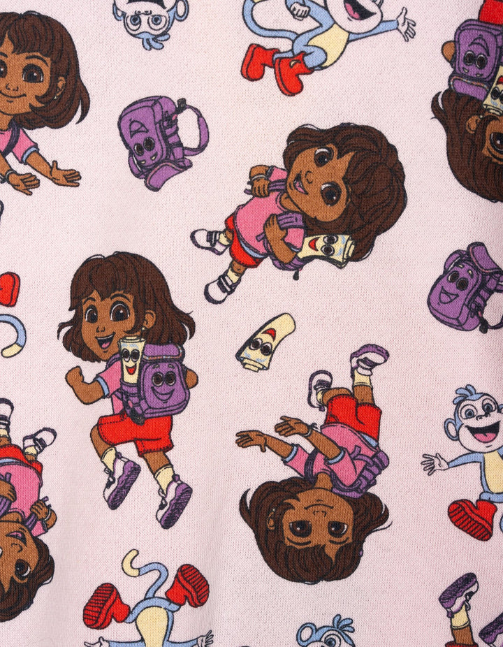 Dora the Explorer Girls' Fleece Hooded Quarter-Zip Sweatshirt Light Pink Boots