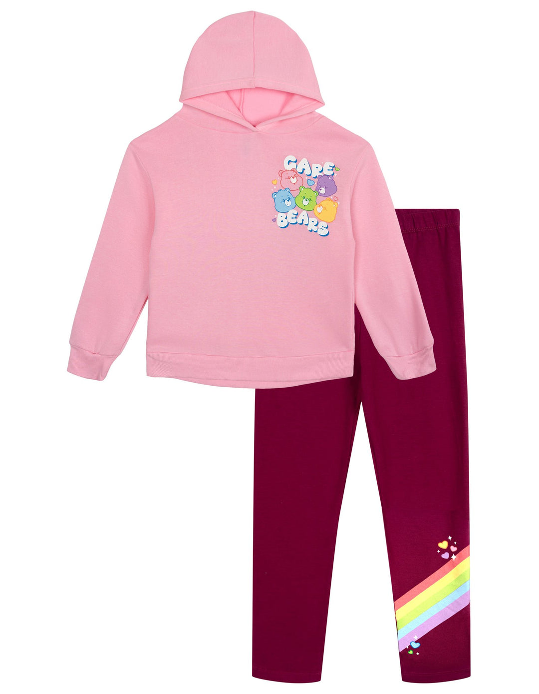 Care Bears Girls' 2-Piece Hoodie and Leggings Set Pink Plum