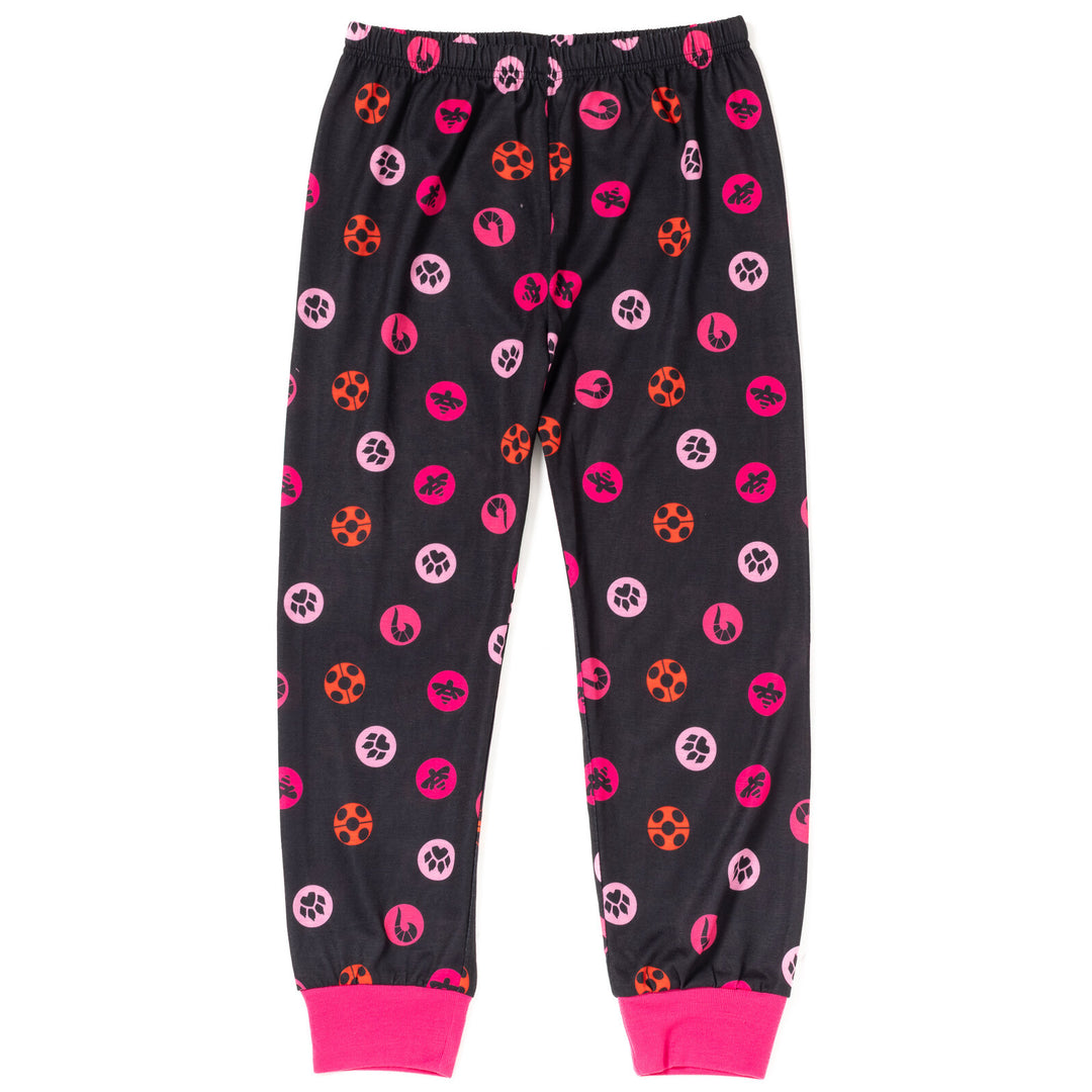 Miraculous Big Girls' 2-Piece Long Sleeve Pajama Set Pink Black