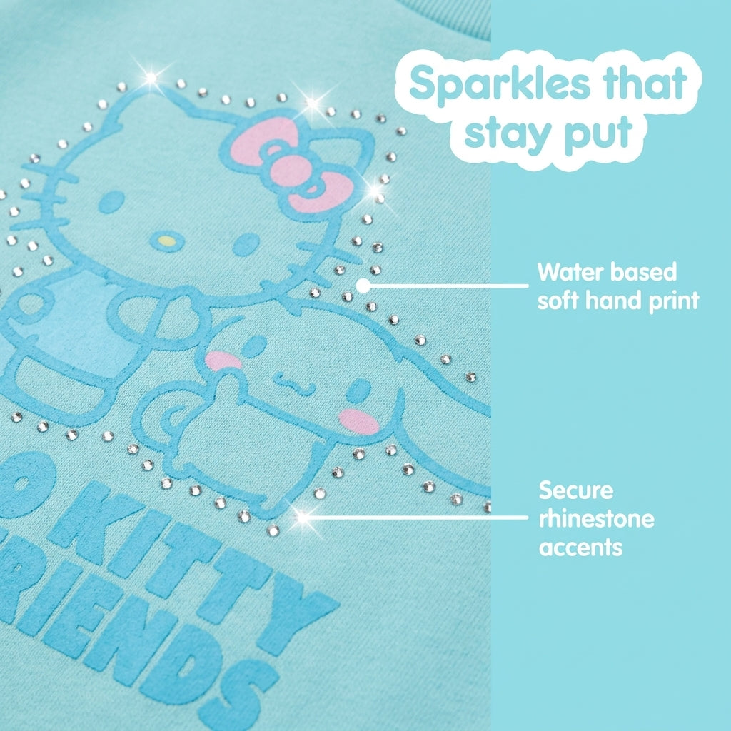 Hello Kitty Girls' Fleece 2-Piece Sweatshirt and Joggers Set Cinnamoroll Blue