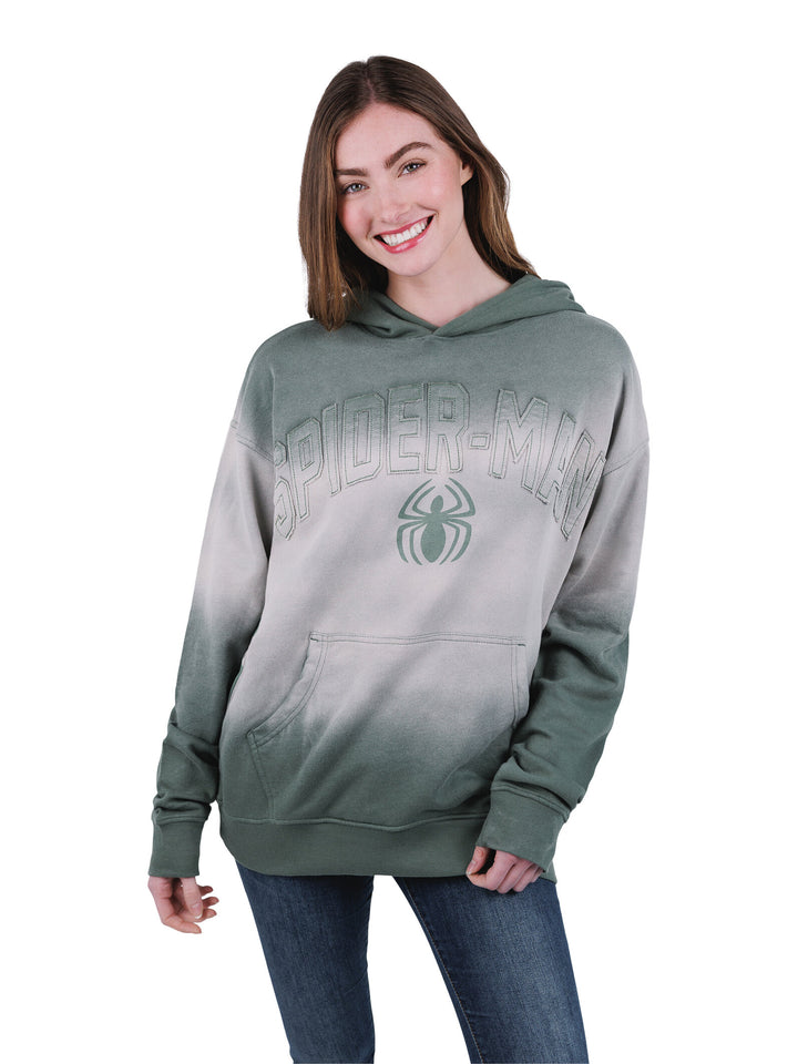 Marvel Spider-Man Women's Fleece Pullover Hoodie Olive Cream Spiderman
