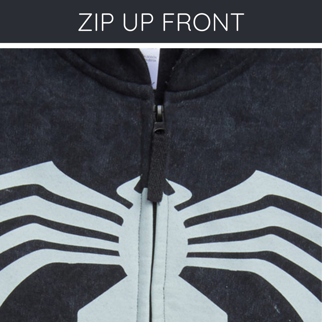 Marvel Spider-Man Venom Cosplay Fleece Zip-Up Hoodie Mineral Black