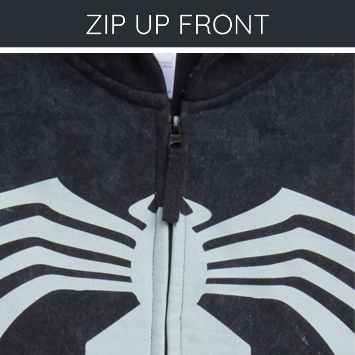 Marvel Spider-Man Venom Cosplay Fleece Zip-Up Hoodie Mineral Black