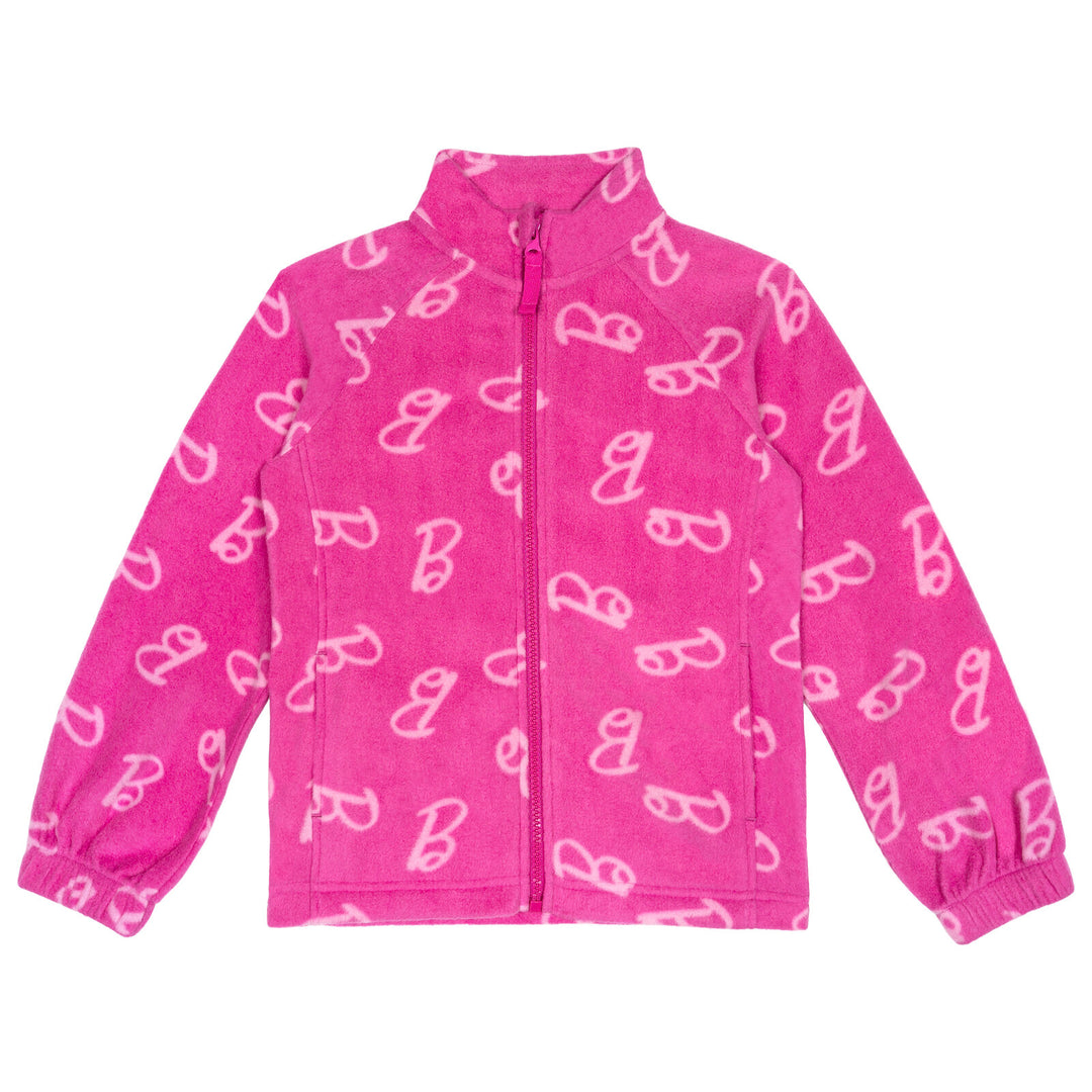 Barbie Girls' Fleece Zip-Up Jacket Two Tone Pink