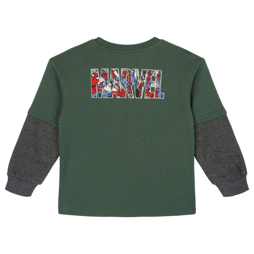 Marvel Comics Boys' Fleece 2-Piece Sweatshirt and Pants Set Spider Man Green