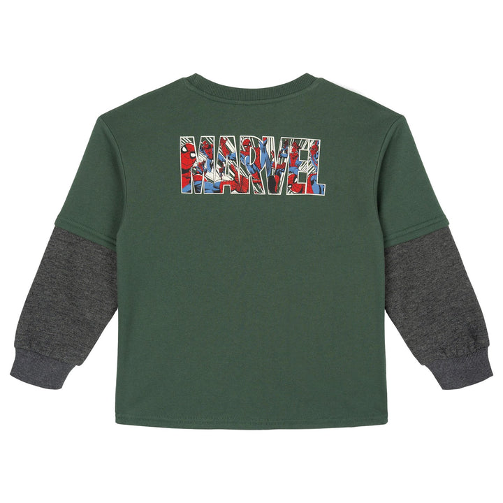 Marvel Comics Boys' Fleece 2-Piece Sweatshirt and Pants Set Spider Man Green
