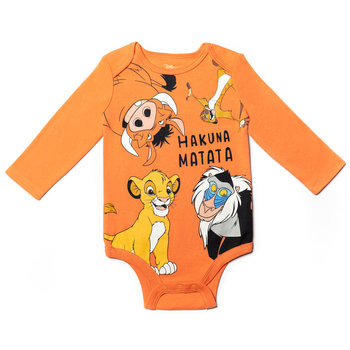 Disney Lion King 5-Pack Long Sleeve Bodysuits Simba Orange Multi