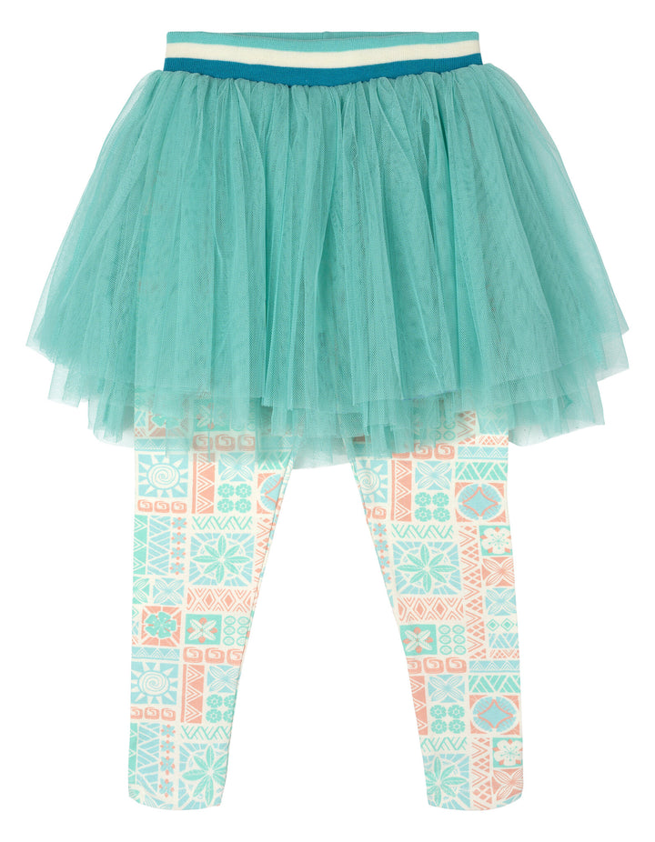 Moana Girls' Glitter T-Shirt and Tutu Leggings Set Coral Teal